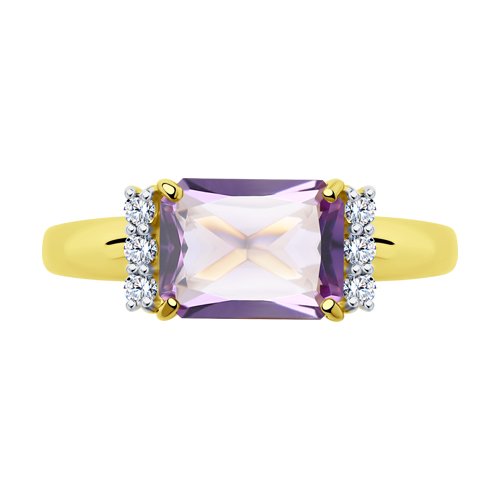 Inel din Aur Galben 14K cu Ametist si Zirconiu - 2