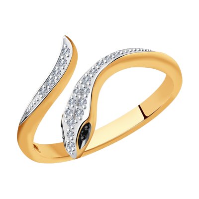 Inel din Aur Roz 14K cu Diamante Sarpe - 1