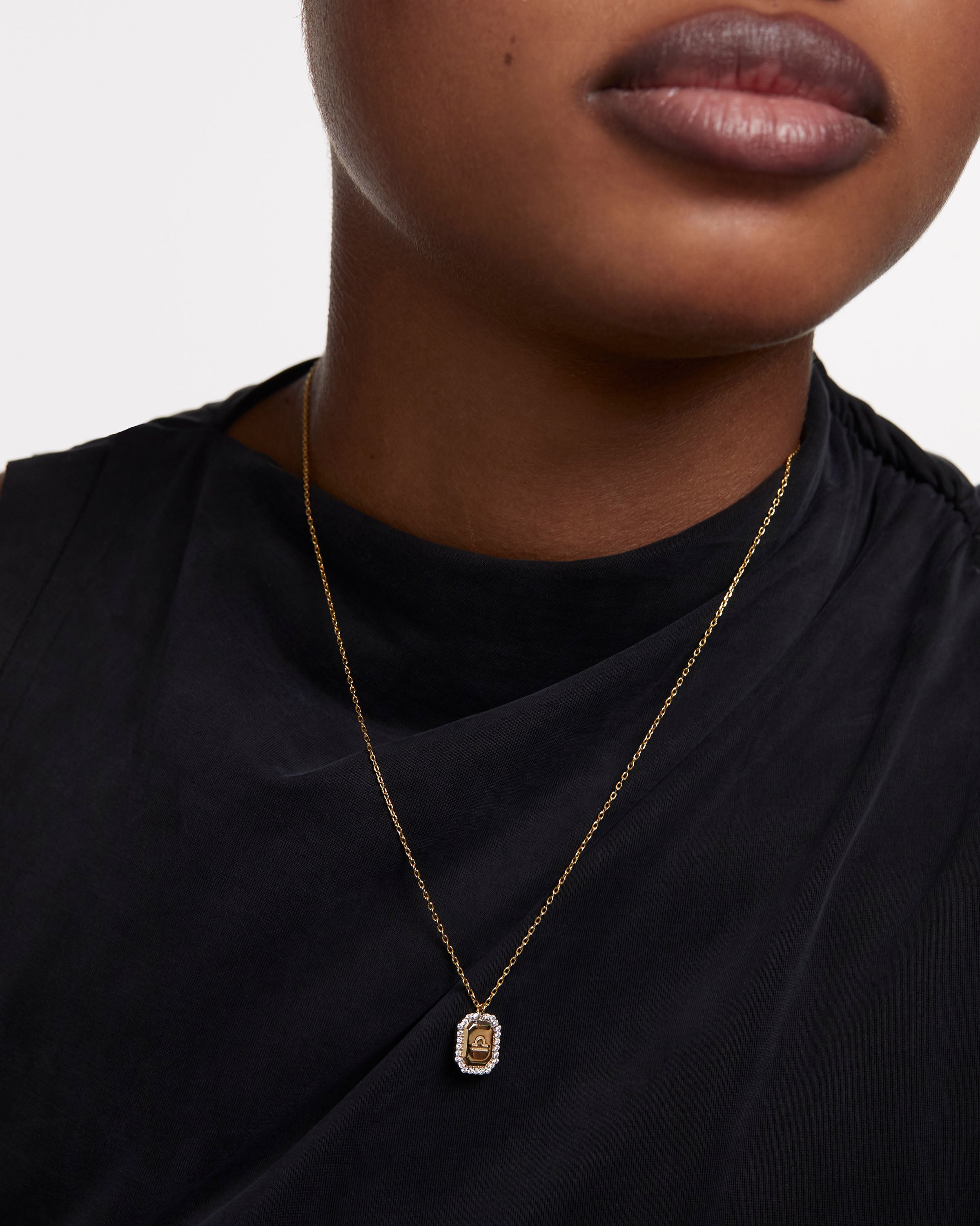 Colier din Argint placat cu Aur cu Zirconiu Zodia Balanta - 3