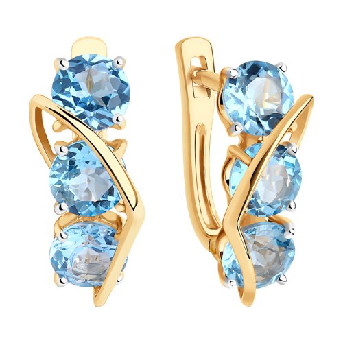 Cercei din Aur Roz 14K cu Topaz  - 2