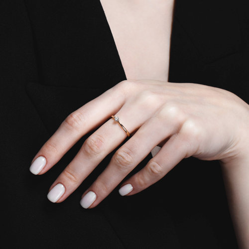 Inel din Aur Roz 14K cu Diamant - 4