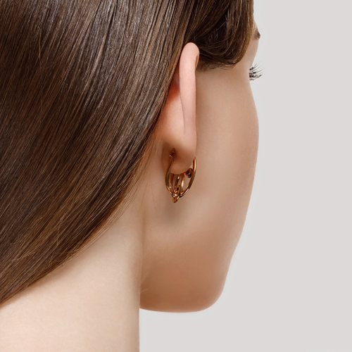 Cercei din Argint Placat cu Aur cu Granat - 3