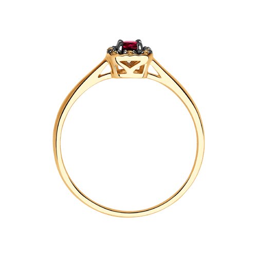 Inel din Aur Roz 14K cu Diamante si Rubin  - 3