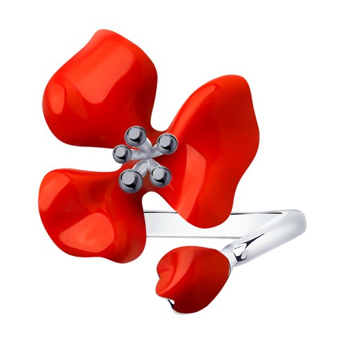 Inel din Argint cu Email Floare - 2