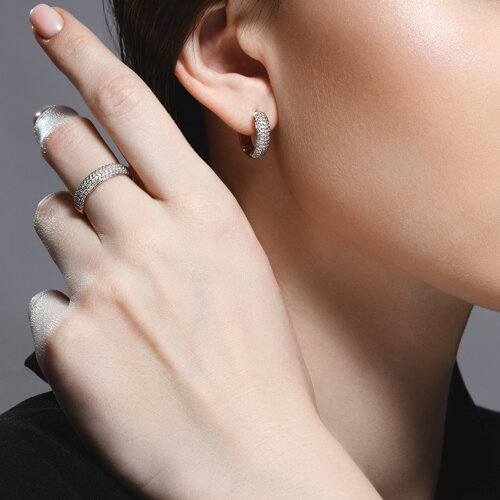 Inel din Aur Roz 14K cu Diamante - 3