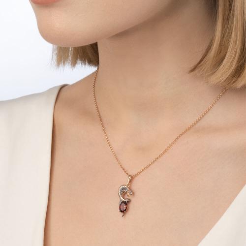 Pandantiv Aur Roz 14K cu Granat - 2
