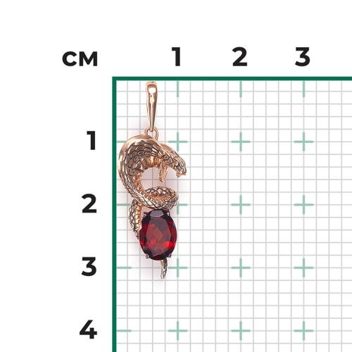 Pandantiv Aur Roz 14K cu Granat - 3