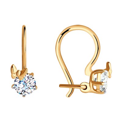 Cercei din Aur Roz 14K cu Zirconiu  - 1