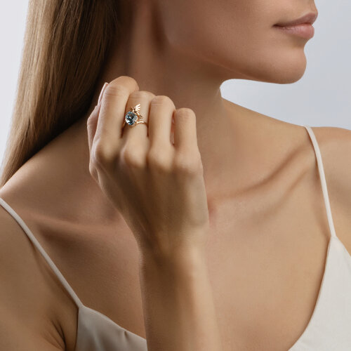 Inel din Aur Roz 14k cu Topaz si Zirconiu - 2