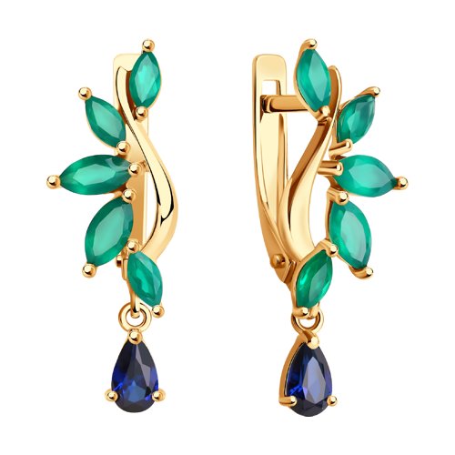 Cercei din Aur Roz 14K cu Agat si Corund - 2