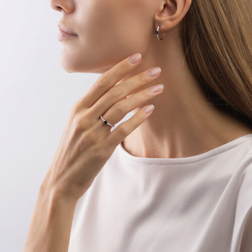 Inel din Aur Roz 14K cu Diamante si Safir - 4