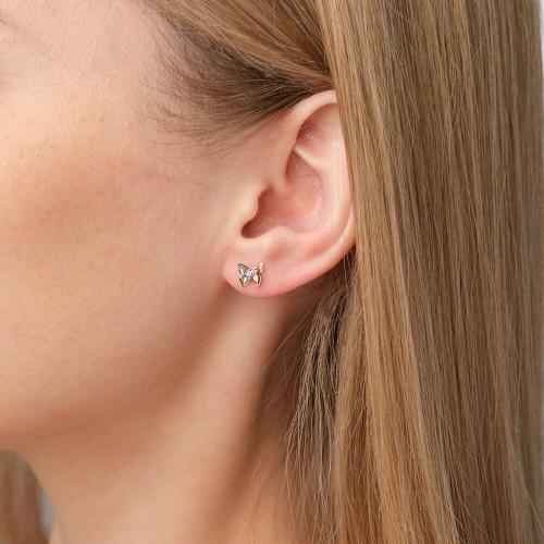 Cercel Aur Combinat  14K cu Zirconiu - 2