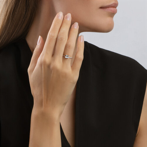 Inel din Aur Roz 14K cu Topaz si Zirconiu  - 3