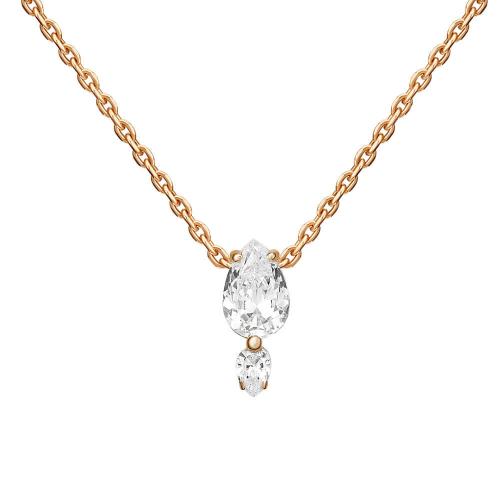 Colier Aur Roz 14K cu Zirconiu - 1