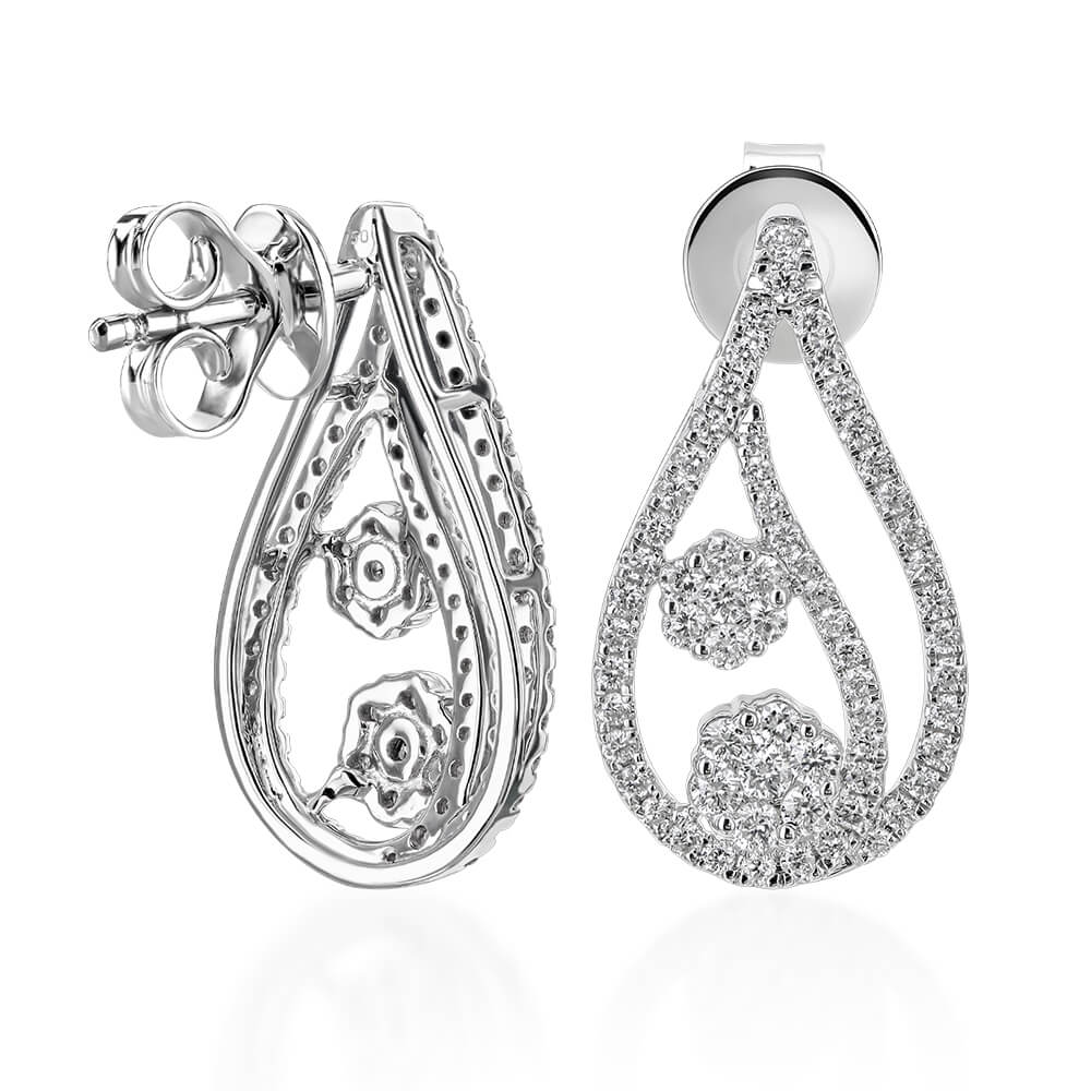 Cercei din Aur Alb 18K cu Diamante 0.55Carate - 2