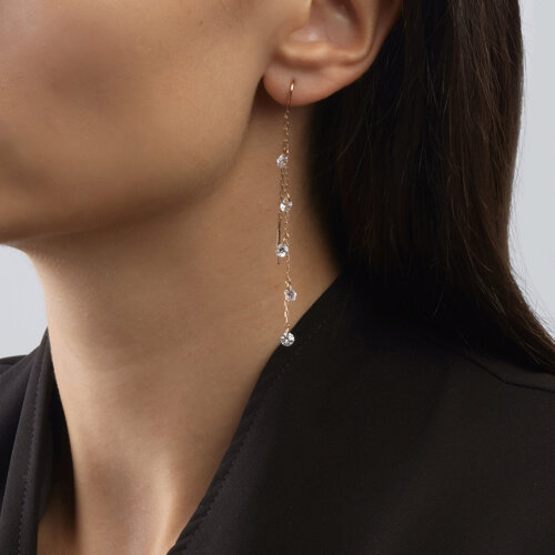 Cercei din Aur Roz 14k cu Zirconiu - 3