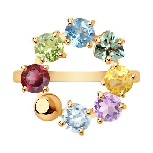 Inel din Aur Roz 14K cu Ametist, Cuart, Rodolit, Topaz, Crisolit si Citrin - 2