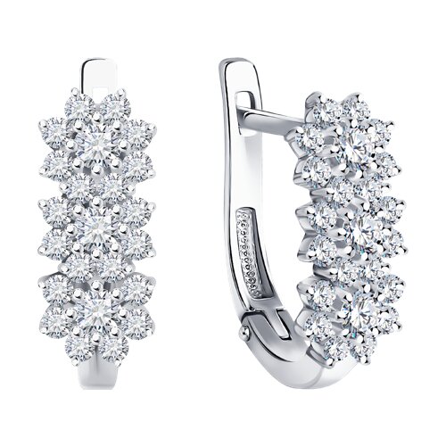 Cercei din Aur Alb 14K cu Diamante  - 2