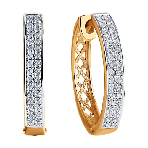 Cercei din Aur Roz 14K cu Diamante  - 2