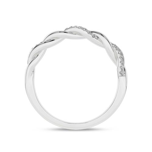 Inel din Aur Alb 14K cu Diamante 0.10Ct - 3