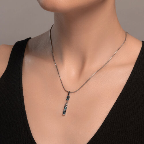 Pandantiv din Aur Alb 14K cu Topaz si Zirconiu Swarovski - 3