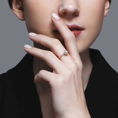 Inel de logodna din Aur Roz 14K cu Diamante - 4