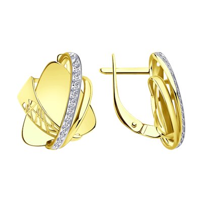Cercei din Aur Galben 14K cu Zirconiu - 1