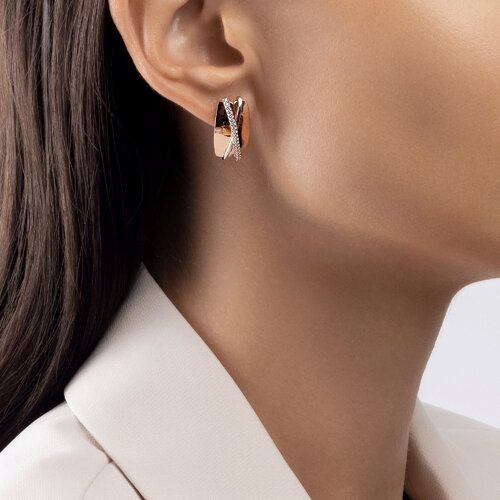 Cercei din Aur Roz 14K cu Zirconiu  - 3