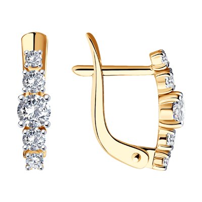 Cercei din Aur Roz 14K cu Zirconiu - 1