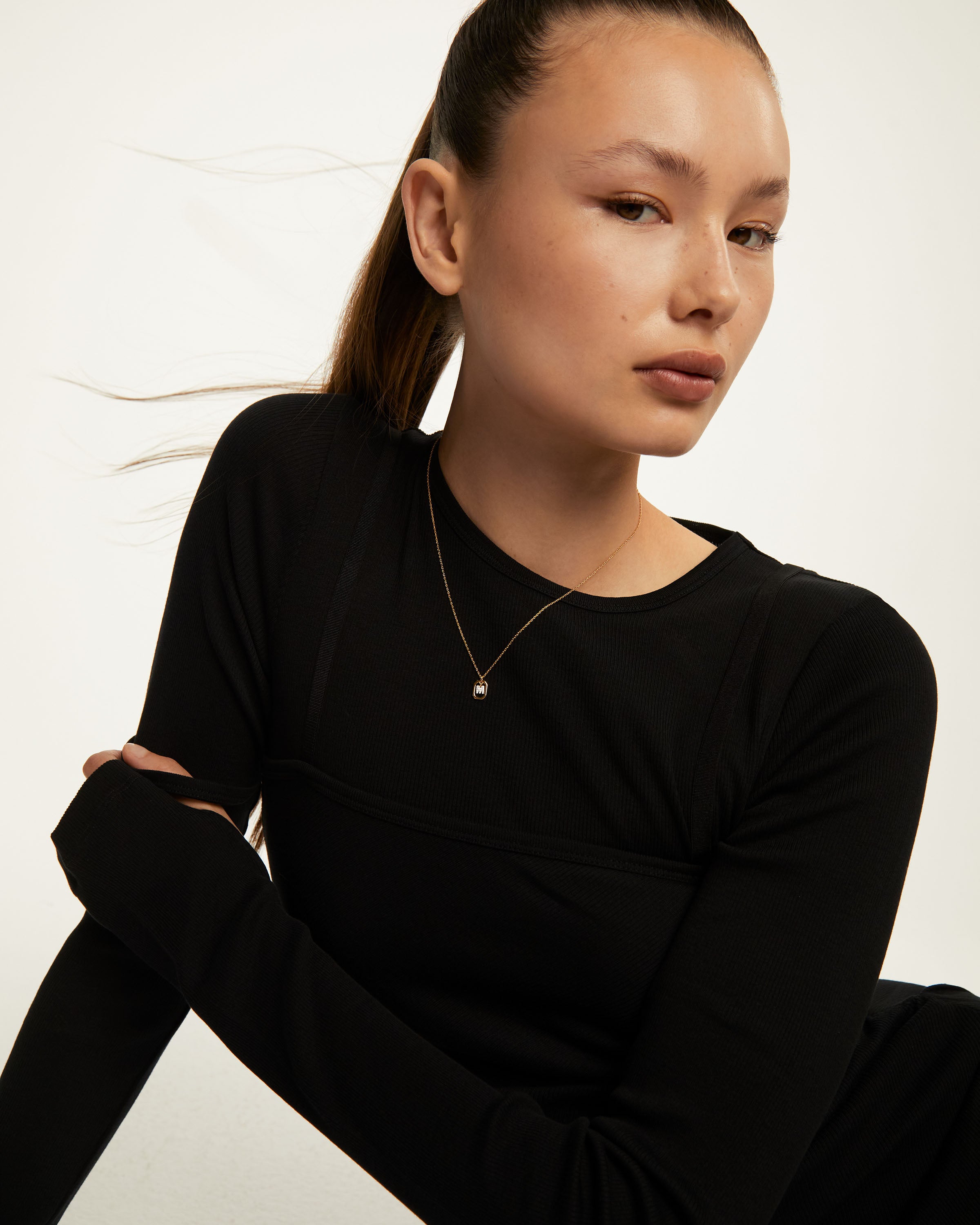 Colier din Argint placat cu Aur cu Zirconiu Litera M - 3