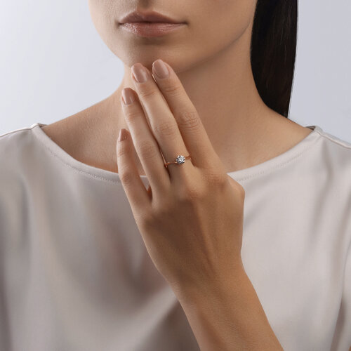 Inel din Aur Roz 14K cu Zirconiu - 2