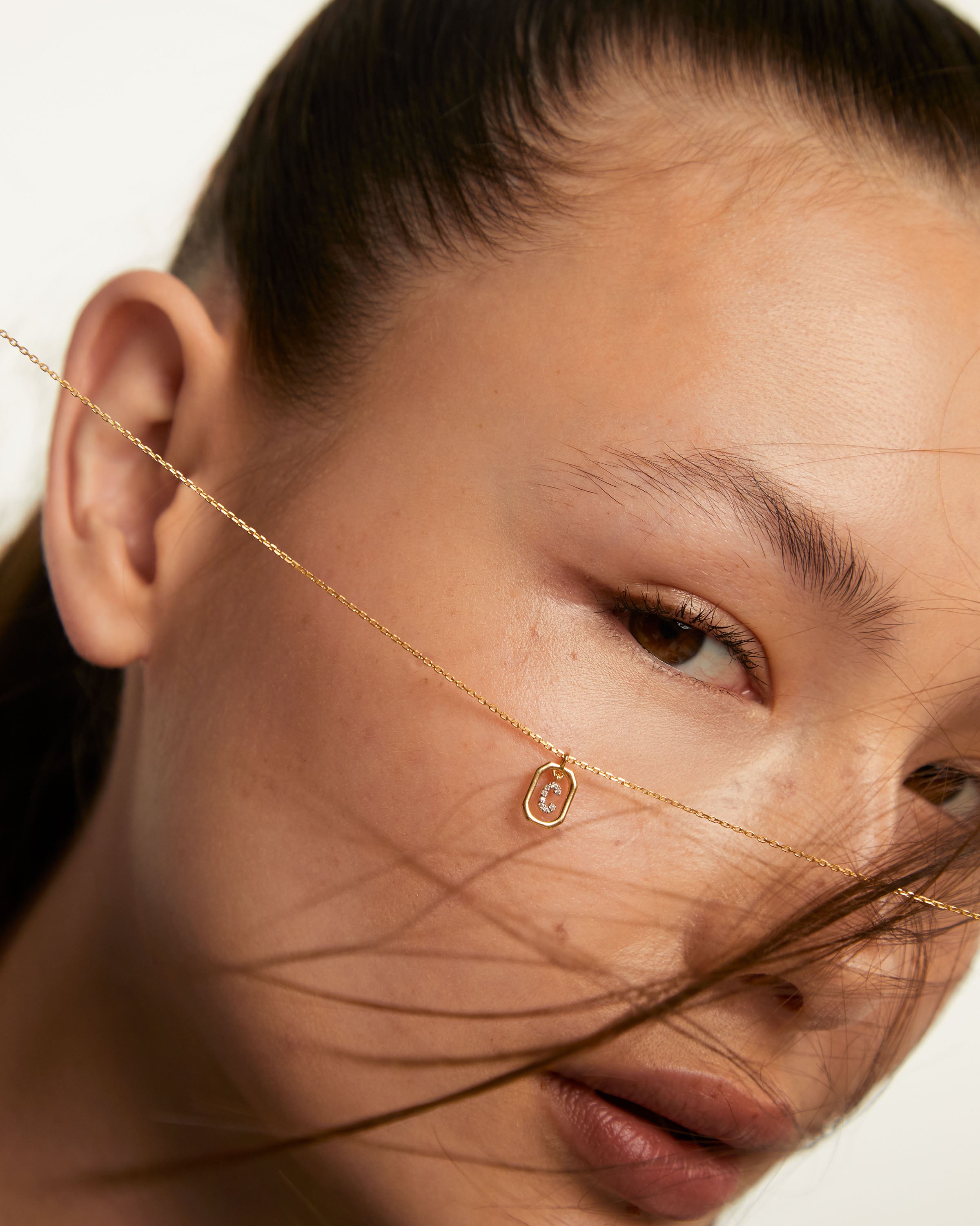 Colier din Argint placat cu Aur cu Zirconiu Litera C - 5