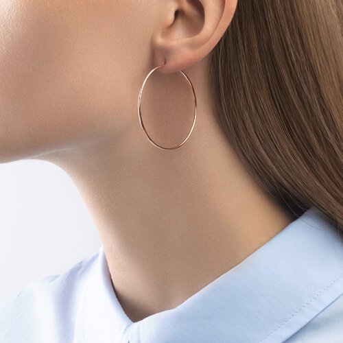 Cercei Congo din Aur Roz 14k diametrul 40mm - 3