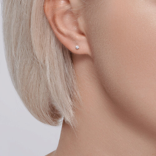 Cercei din Aur Alb 14K cu Diamante  - 3