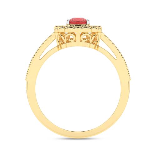 Inel din Aur Galben 14K cu Rubin 0.38Ct si Diamante 0.20Ct - 2