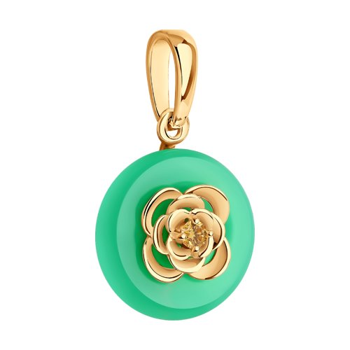 Pandantiv din Aur Roz 14k cu Zirconiu si Crizopraza - 2