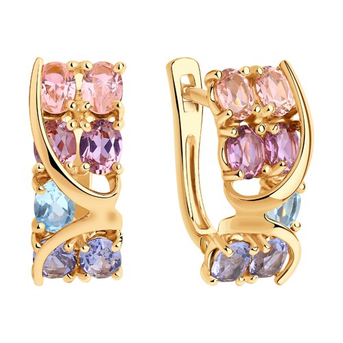 Cercei din Aur Roz 14k cu Sital si Topaz - 2