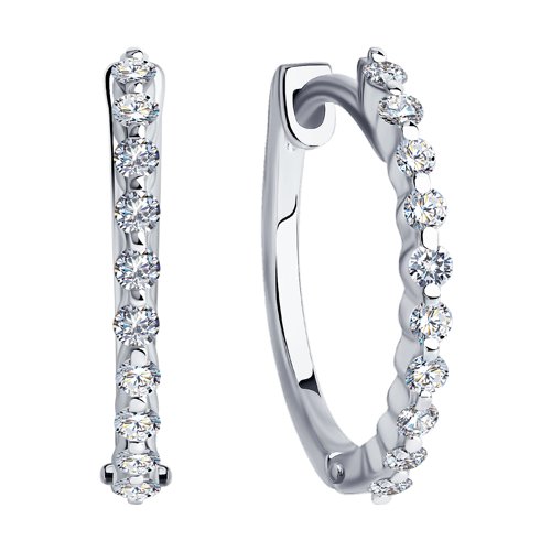 Cercei din Aur Alb 14K cu Diamante - 2