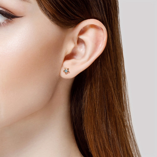 Cercei din Aur Roz 14K cu Topaz ”Luna si Stele” - 4