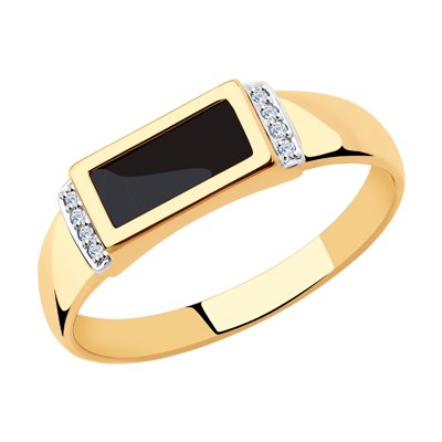 Inel din Aur Roz 14K cu Onix si Zirconiu - 1