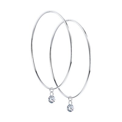 Cercei Congo din Argint cu Zirconiu diametrul 60mm - 3