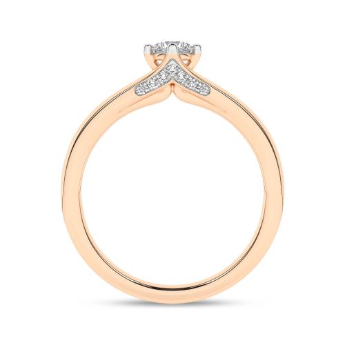Inel de logodna din Aur Roz 14K cu Diamant 0.25Ct - 2