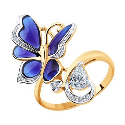 Inel din Aur cu Diamante si Topaz Incolor ”Fluture” - 1