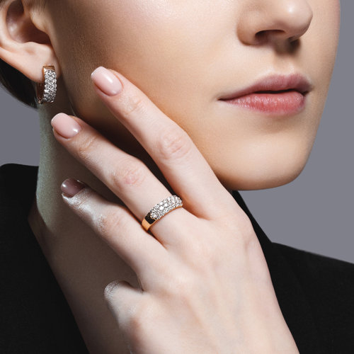 Cercei din Aur Roz 14K cu Diamante - 3