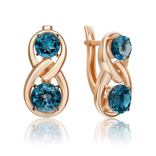 Cercei Aur Roz 14K cu Topaz - 1