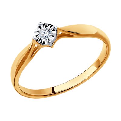Inel de Logodna din Aur Combinat cu Diamant - 1