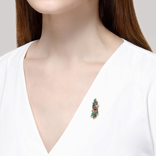 Brosa din Aur Roz 14K cu Agat, Ametist si Zirconiu - 3