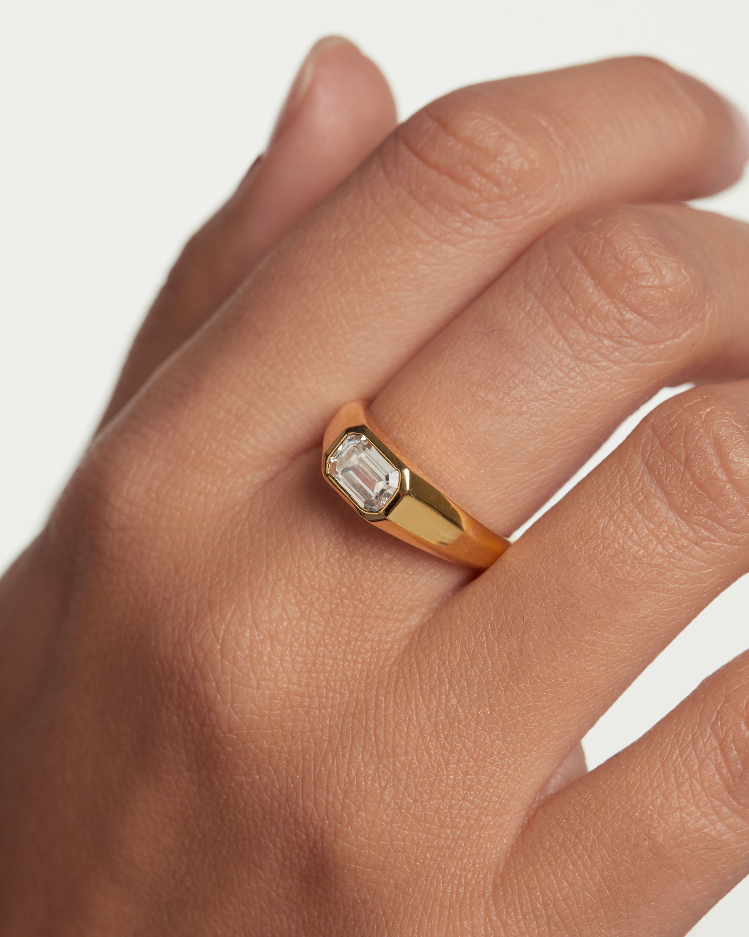 Inel din Argint placat cu Aur cu Zirconiu - 2