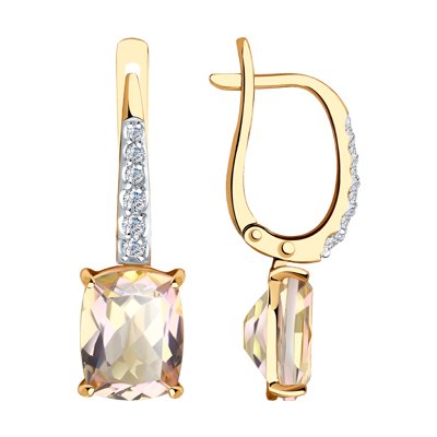 Cercei din Aur Roz 14K cu Topaz Swarovski si Zirconiu Swarovski  - 1