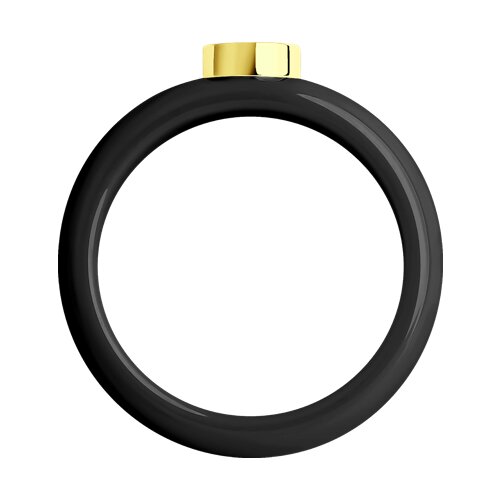 Inel din Ceramica cu Aur Galben 14K si Diamant - 1